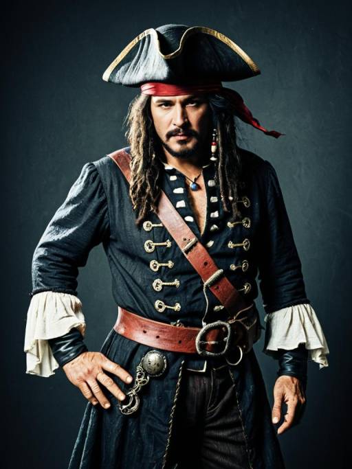 Man in Detailed Pirate Costume