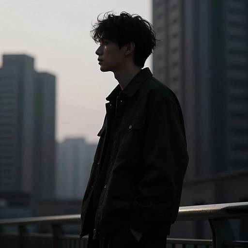 Shadowy Urban Silhouette with Highlights