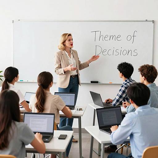Instructor Gesturing to Student at Whiteboard