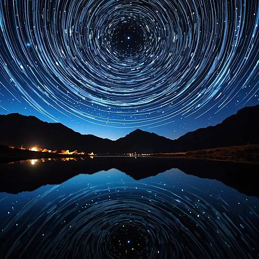 Solo Night Reflection Under Starry Sky