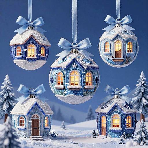 3D Vivid Winter Ornaments Diorama