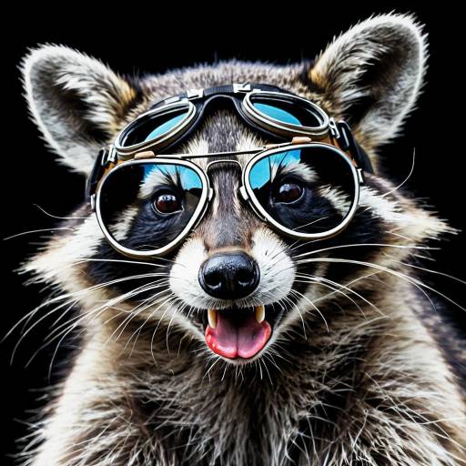 Goofy Raccoon Wearing Aviator Goggles