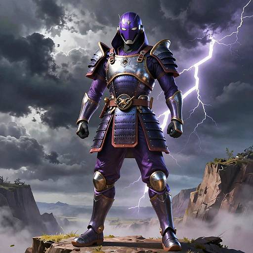 Futuristic Samurai Purple Superhero