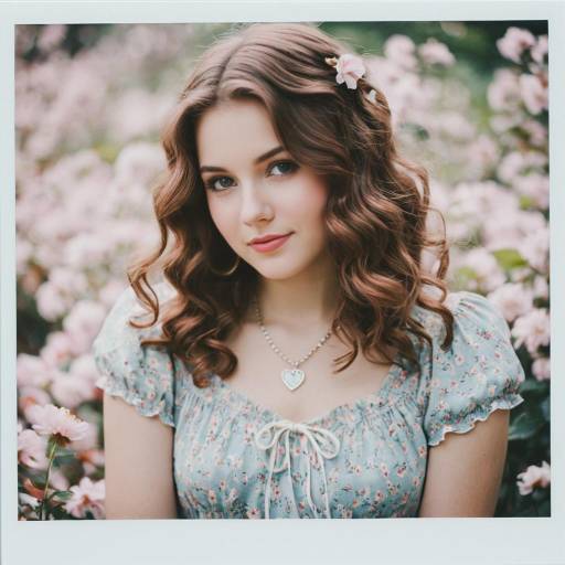 Young Woman in Floral Dress with Wavy Hair