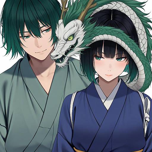 Illustration of Haku (sen to chihiro no kamikakushi), sen to chihiro no kamikakushi in the style of Saitou (lynx-shrike)