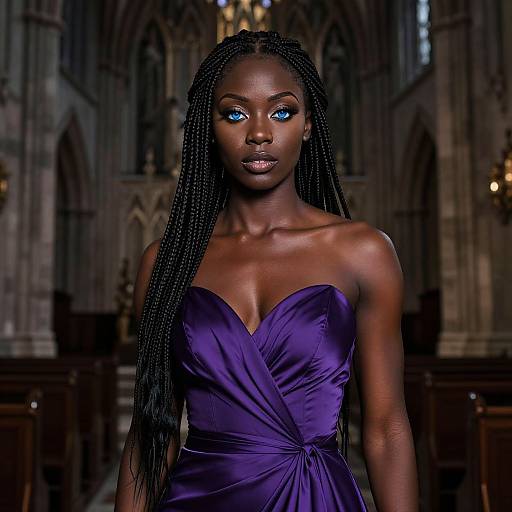Elegant Gothic Beauty in Purple Gown