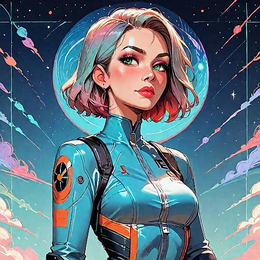 Futuristic Cowgirl in Space Station Bodysuit