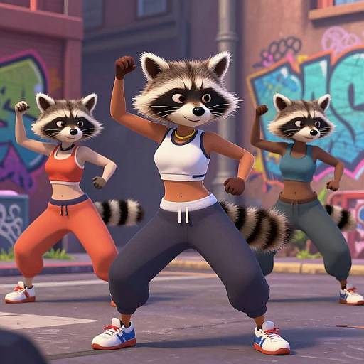 Animated Female Raccoon Street Dancers