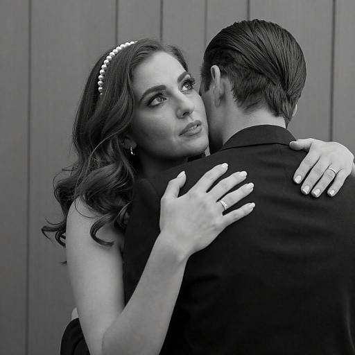 Emotive Black and White Embrace