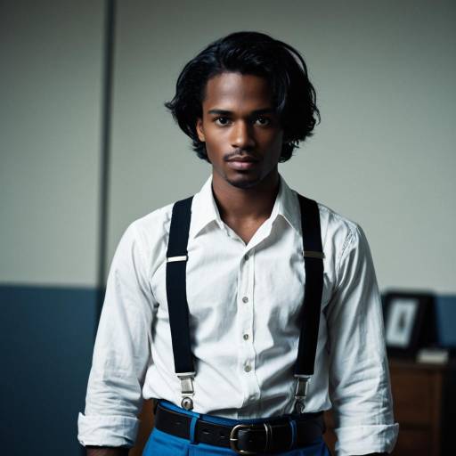 Dark-Skinned Man in White Shirt and Suspenders