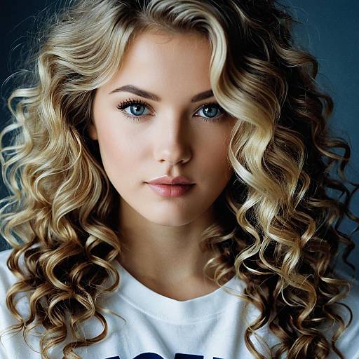 Young woman with curly blonde hair portrait