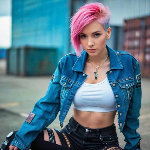 Cyberpunk Girl with Multicolored Hair