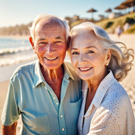 Elderly Couple's Blissful Beach Day Elderly Couple's Blissful Beach Day