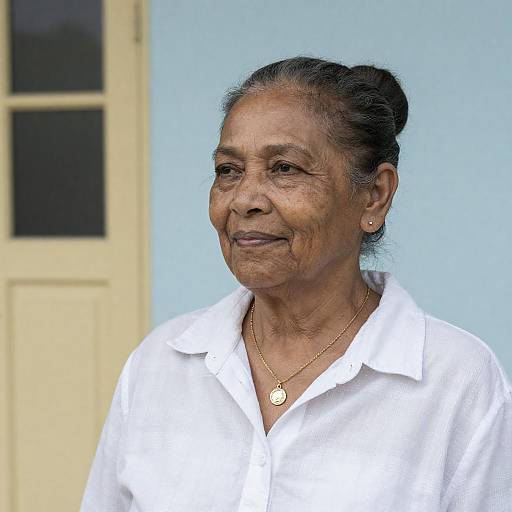 Older Woman in Plaid Shirt Portrait