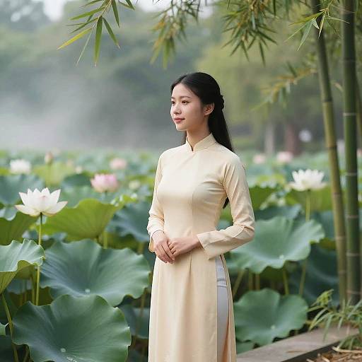 Elegant Vietnamese Maid in Ao Dai