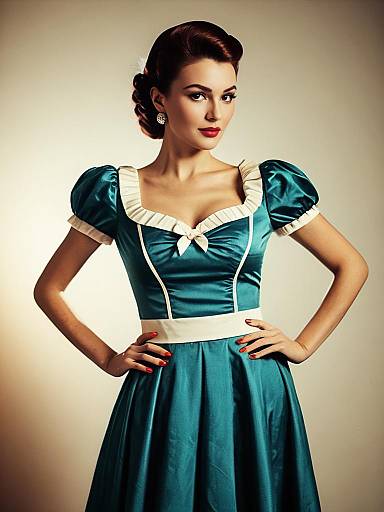 Woman in Retro Party Dress Portrait