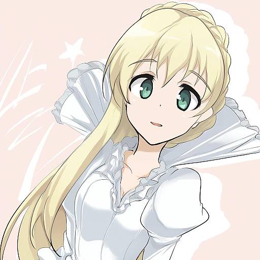 Illustration of Asseylum vers allusia, aldnoah.zero in the style of Momio