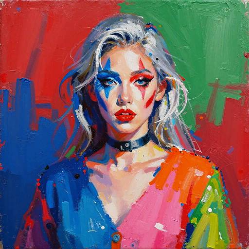 Vibrant Expressive Portrait with Colorful Makeup