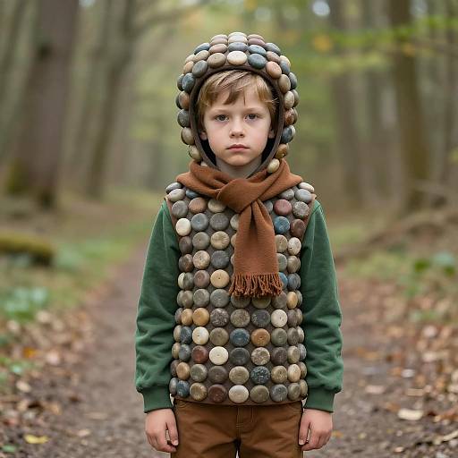 Young Boy in Artistic Pebble Costume