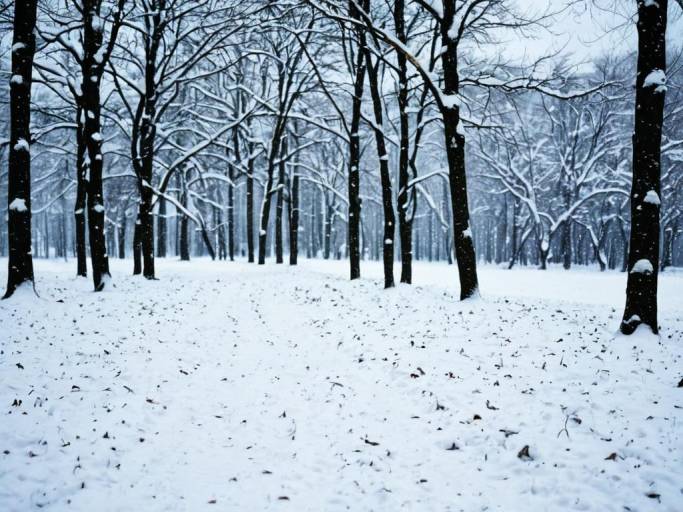 Serene Blurry Snowy Landscape Wallpaper