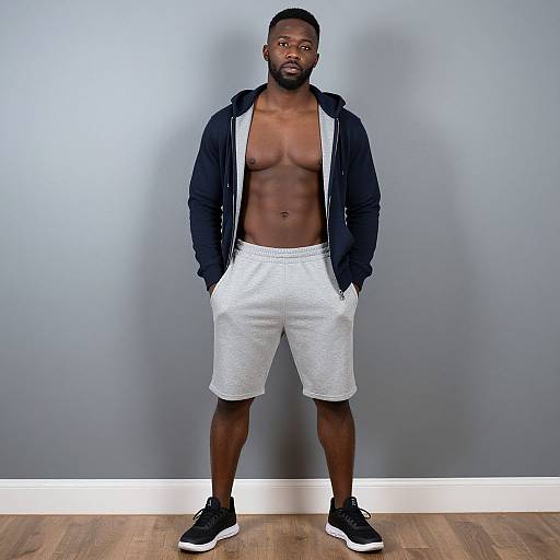 Muscular Dark-Skinned Man in Casual Wear