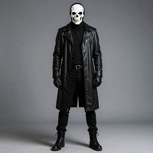 Skull-Masked Man in Leather Duster