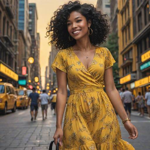 Confident Woman in Chic Yellow Sundress Confident Woman in Chic Yellow Sundress
