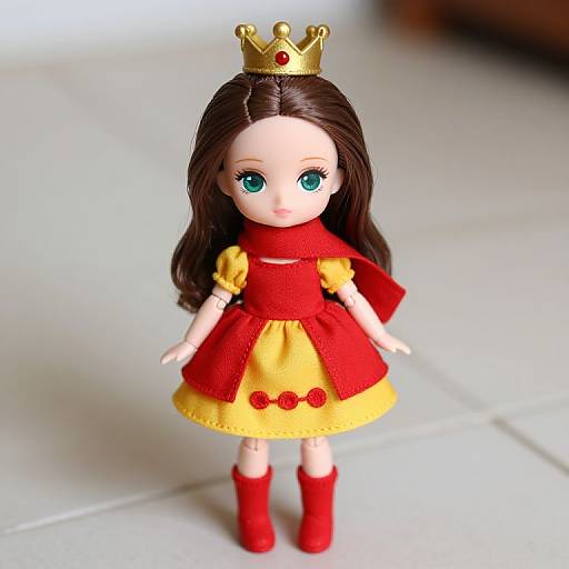 Crowned Female Doll in Colorful Dress