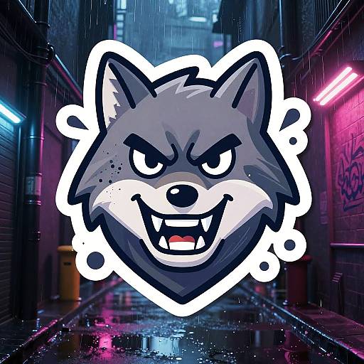 Angry Wolf Emoji Graffiti Mascot