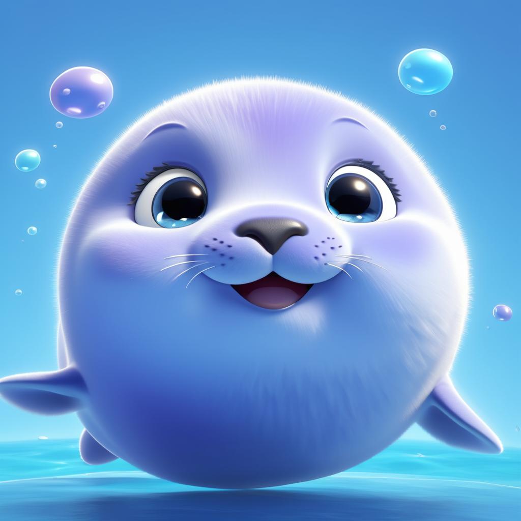 Playful 3D Baby Seal Illustration