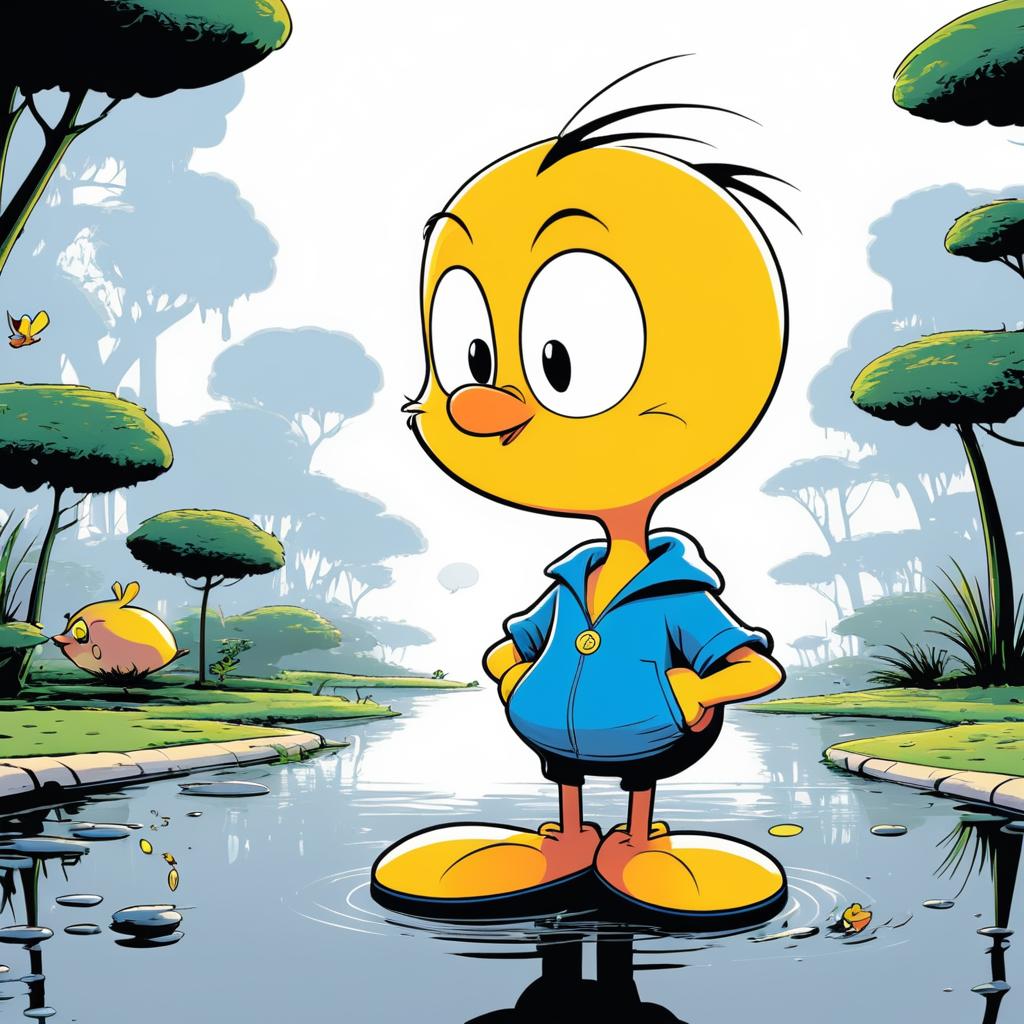 Whimsical Tweety Bird in Watterson Style