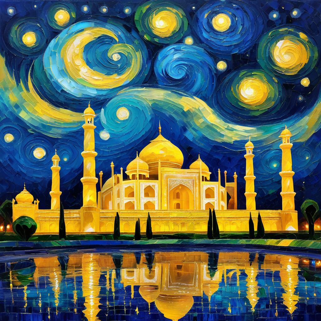 Taj Mahal: Van Gogh Style Oil Painting