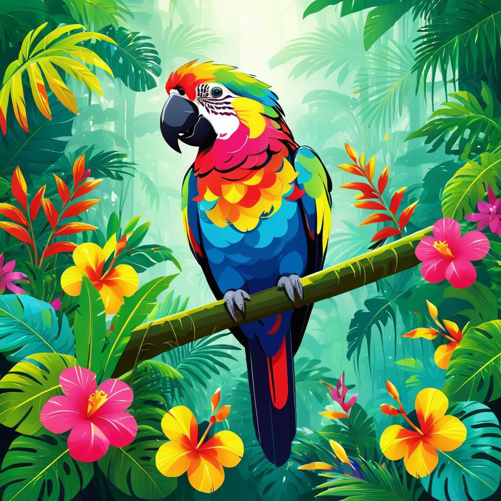 Vibrant Parrot in Tropical Rainforest