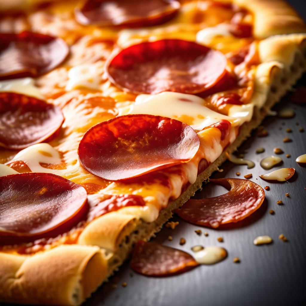 Cinematic Close-Up of Pepperoni Pizza Slice