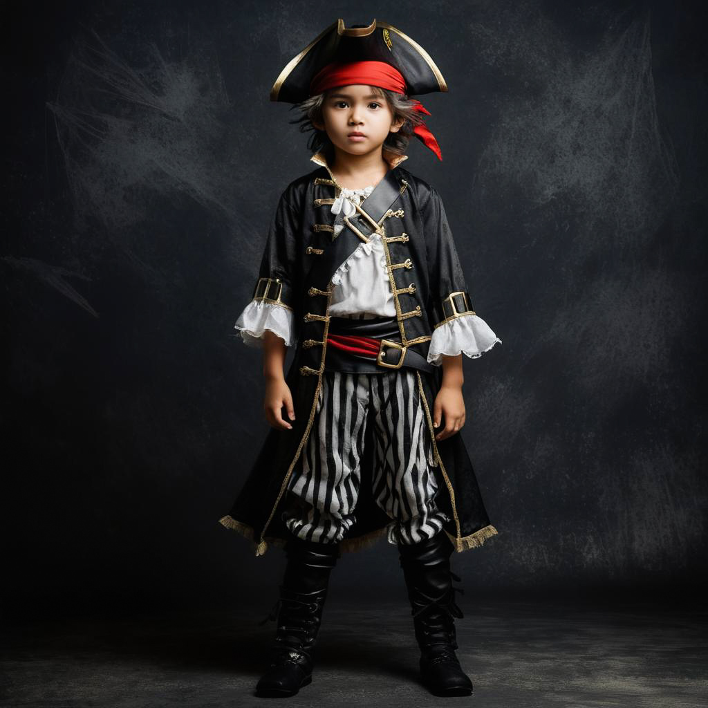 Nervous Kid in Pirate Costume Portrait