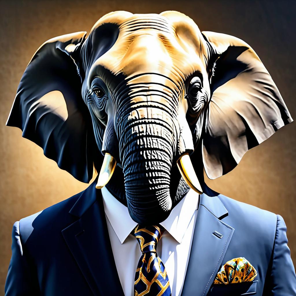 Sophisticated African Elephant in Blazer