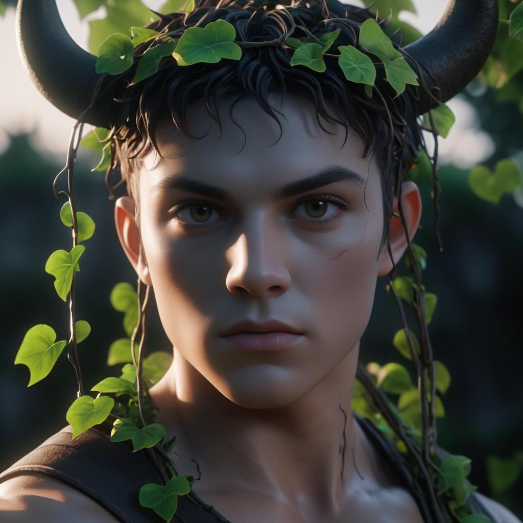 Serious Young Minotaur Portrait at Dawn