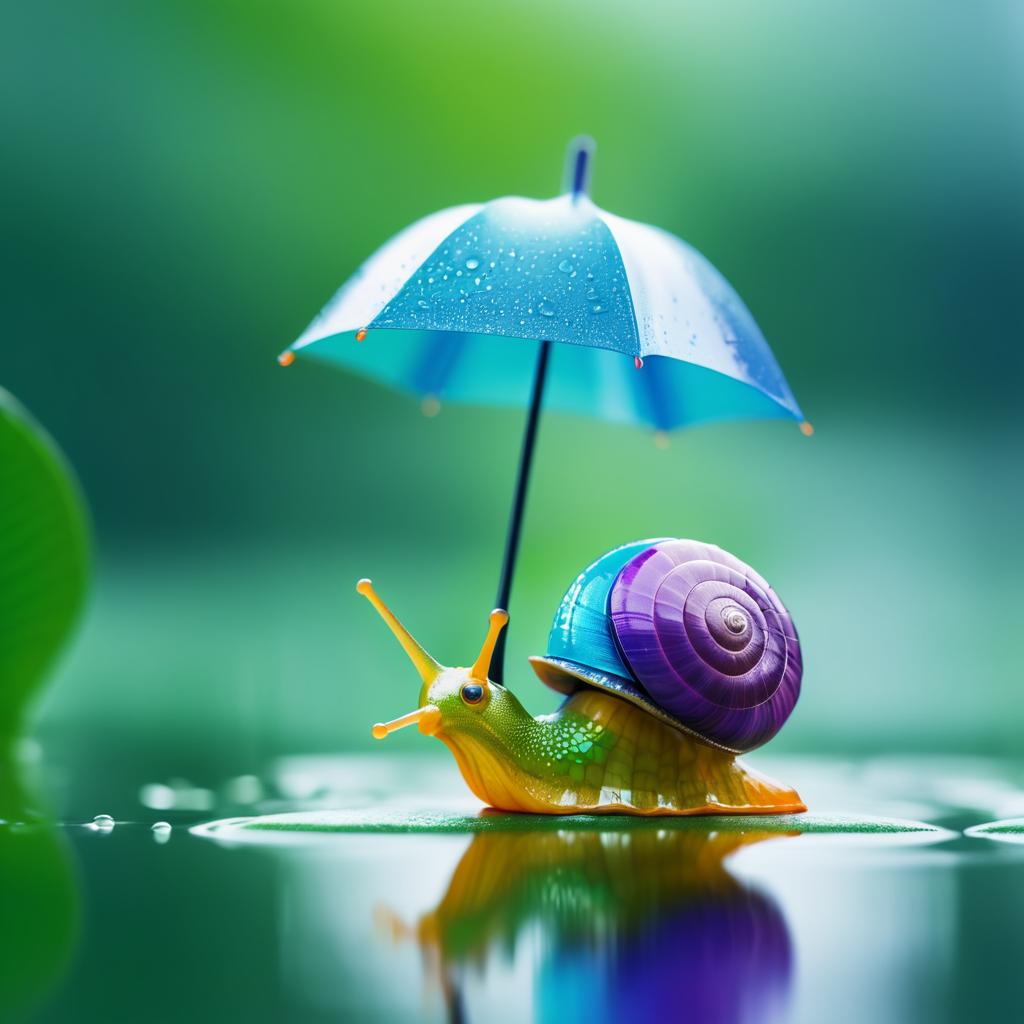 Snail with Umbrella Macro Photography