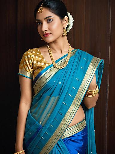 Anusha in Cerulean Half Saree