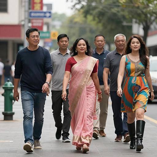 Diverse Adults Strolling in Cityscape