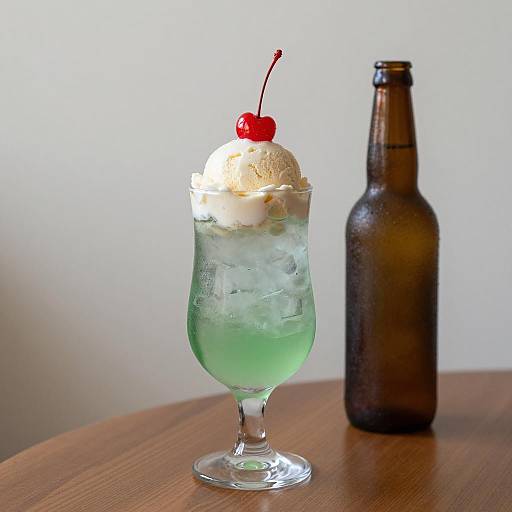 Refreshing Green Iced Drink with Ice Cream