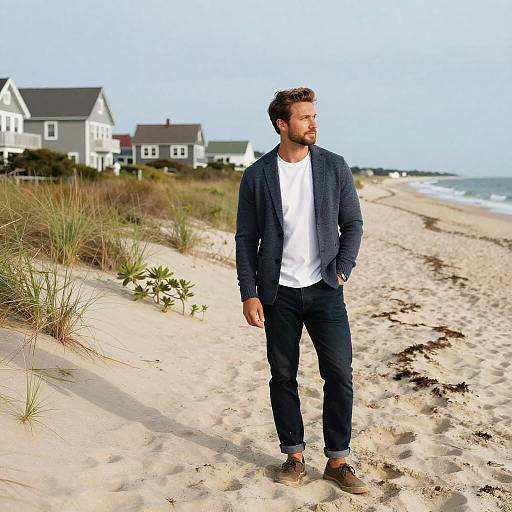 Stylish Man on Martha's Vineyard Beach