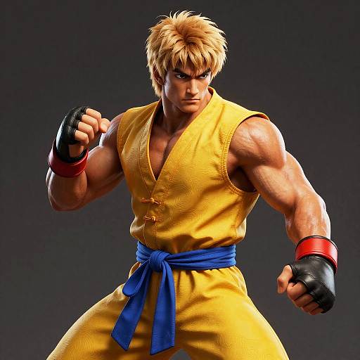 Muscular Fighter in Yellow Gi