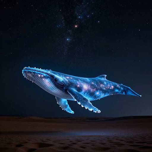 Luminescent Whale Over Desert Night