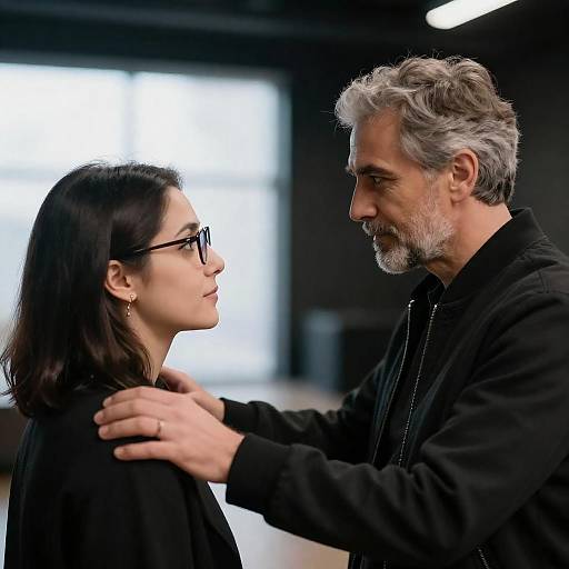 Intimate Portrait: Man Touching Woman's Shoulder