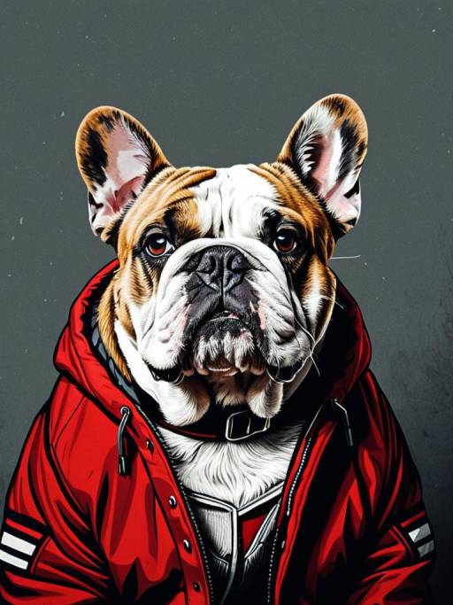Stylized Bulldog in Red Jacket