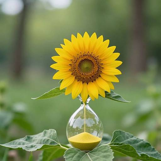 Sunflower Hourglass with Forest Bokeh