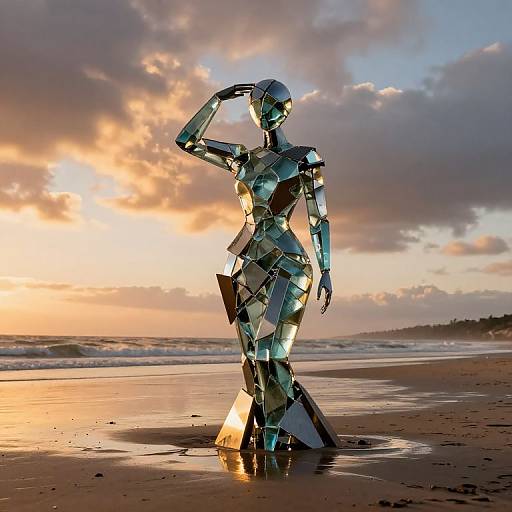 Surreal Glass Sculpture on Sunset Beach