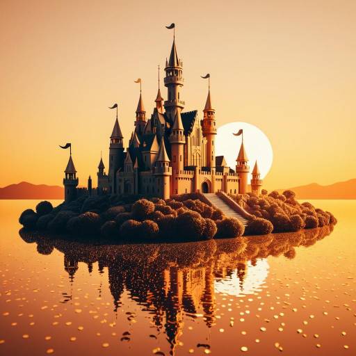 Elegant 3D Floating Castle Illustration