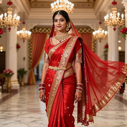 Elegant South Indian Bride in Red Saree